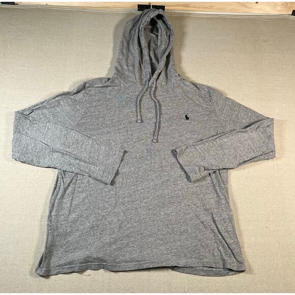 Polo Ralph Lauren Mens Lightweight Hoodie Size Large Grey Preppy Casual - Picture 2 of 6